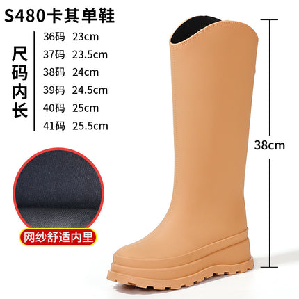 2025 Cross-Border Korean Style Outdoor Versatile Rain Boots for Women, Fashionable Outer Wear, Cotton Waterproof Anti-Slip Rain Boots for Women