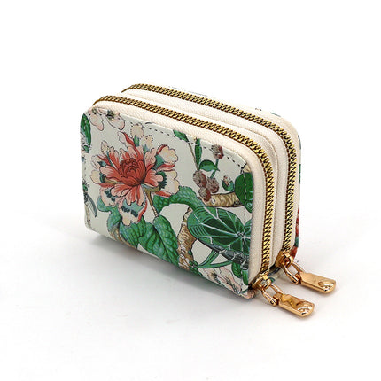 New Chinese-Style Card Holder for Women, Large Capacity, Multiple Card Slots, Multifunctional Zipper Coin Purse, Anti-Degaussing Card Holder for Women, Light Luxury
