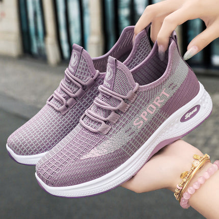 Sports Shoes for Women, Summer New Breathable Mesh Shoes, Fly-Knit Soft-Soled Running Shoes, Comfortable and Not Tiring for Feet, Casual Women's Shoes