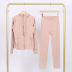 Pink mist hooded stamped jacket cropped pants suit / 2/S