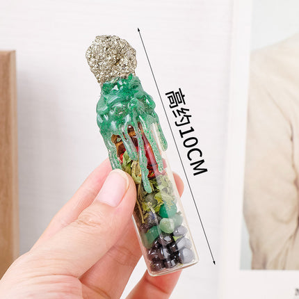 Natural Mineral Raw Stone Chalcopyrite Wishing Bottle Ornaments Crystal Gravel Magic Drift Energy Bottle