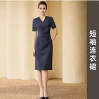 dark gray short-sleeved dress / S