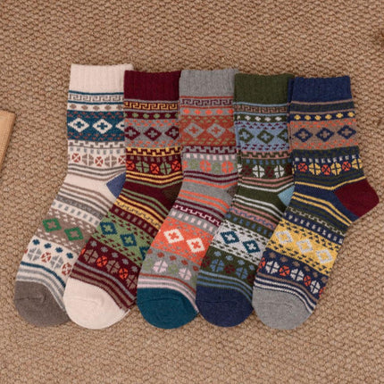 5-10 pairs of retro thick line socks men's stockings autumn and winter warm thickened men's ethnic totem socks winter