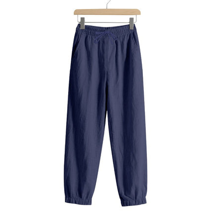 European and American Cross-Border Independent Station Four-Season Beach Trendy Men's Loose Linen Large Size Casual Sports Leggings Trousers for Men