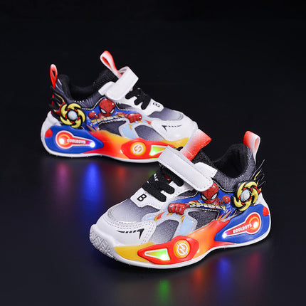 Boys' Sports Shoes 2025 Spring & Fall New Breathable Mesh Casual Led Luminous Boys' Running Student Shoes