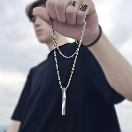 New Titanium Steel Trendy Men's Cyber Celebrity Spiral Necklace Simple Personalized Hip Hop Simple Cold Style Boys Pendant Cool Pendant