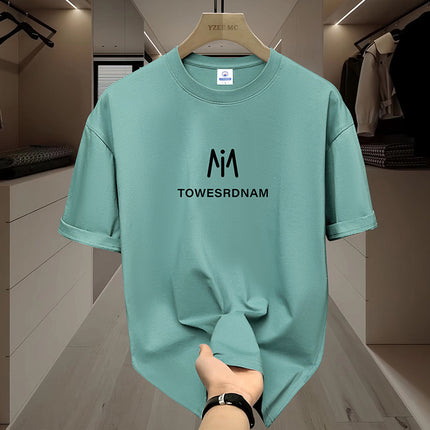 Xinjiang Heavy Short-sleeved T-shirt Men's Pure Cotton Summer New Round Neck Loose Trendy All-match Base Shirt Top
