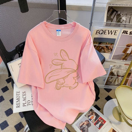 Cross-border Women's 2025 Summer New Cotton Short-sleeved T-shirt Women's Korean-style Fashionable Loose All-match Fashionable Brand Top for Women