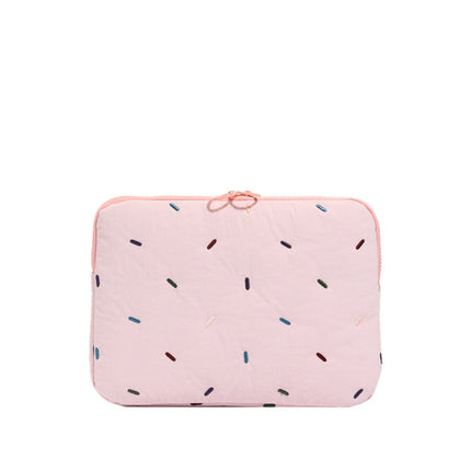 K-Style of Rainbow Strip Embroider Soft Girl Candy Color Liner Bag 11inch iPad Tablet Bag 14inch Laptop Bag