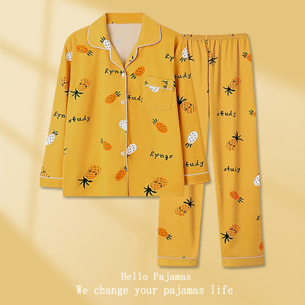 Factory Foreign Trade Pajamas Women's Spring and Autumn High-end Fresh Green Cardigan Long-sleeved Women's Casual Winter Home Clothes suit
