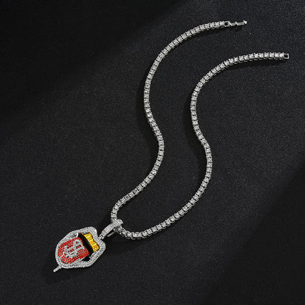 Full Diamond Skull Lickitone Dollar Pendant Design Creative Simple Retro Hip Hop Pendant Cross-border Exclusive