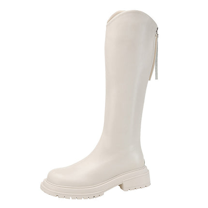 Grapema Style Autumn and Winter Fleece-Lined Riding Boots, High Boots, Over-The-Knee Thick-Soled Chunky Heel Boots, Women's Long Boots