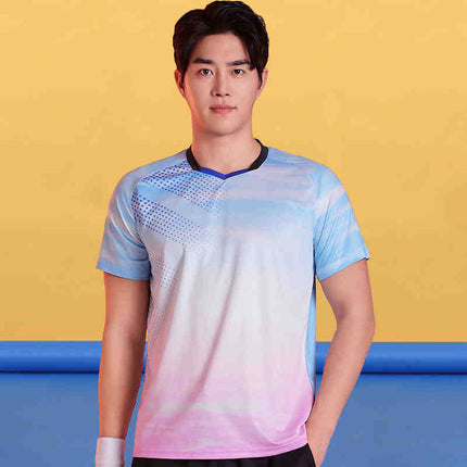 Badminton Clothing Top Men's Short-sleeved Quick-drying Women's Air Volleyball Competition Clothing Training Table Tennis Team Clothing Printing Summer