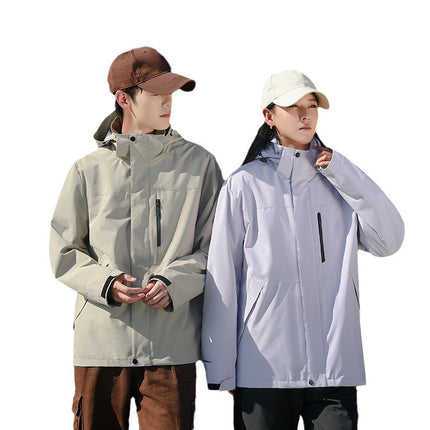 bxh same style jacket men's and women's three-in-one removable winter windproof waterproof outdoor jacket can print logo