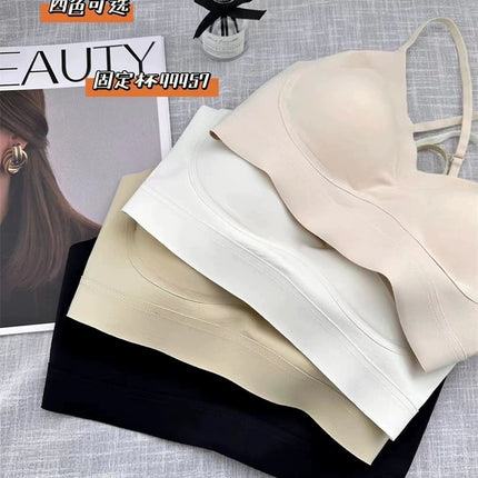99957# Mori Color Seamless Underwear Women's Small Chest Push-up Anti-sagging Breathable Comfortable Non-rimmed Bra