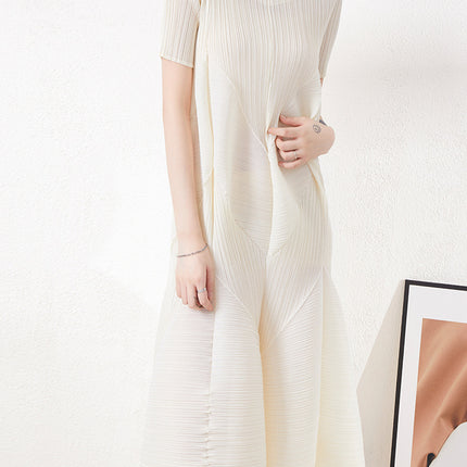 French style light luxury cold style women's clothing High sense dress design pleated profile short sleeve cake princess skirt