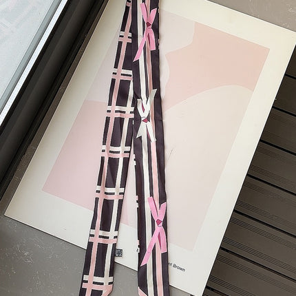 Lined Letter C Puppy Double-Layer Printed All-Match Tie Bag Ribbon Hair Band Ribbon Women's Decorative Small Scarf