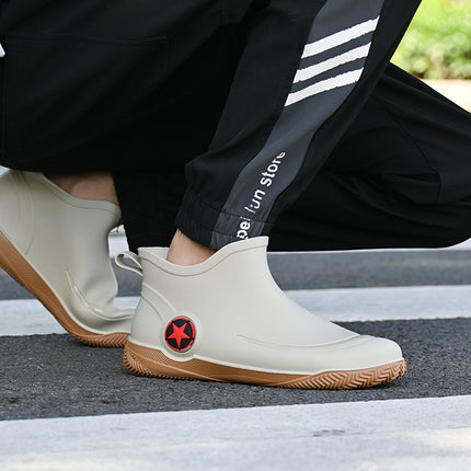 Fashion short tube men's rain shoes low non-slip waterproof shoes casual shallow mouth rain boots popular water shoes flat rubber shoes wholesale