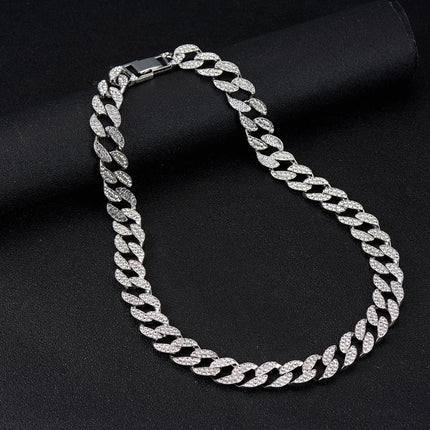 European and American jewelry popular Cuban chain necklace fashion hip hop necklace factory wholesale with diamond Cuban chain foreign trade exclusive