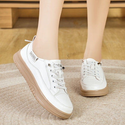 White Shoes Women's 2025 New Spring Women's Shoes Genuine Leather All-match Pregnant Women's Casual Shoes Soft Sole Sports Board Shoes