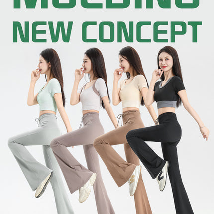 Flared pants yoga pants women's micro-sports high waist micro-pants slim 24 years new long outer wear fitness pants