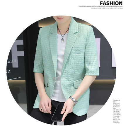 Summer half sleeve thin suit Korean style men's half sleeve fashionable fashionable jacket slim fit trendy summer small suit