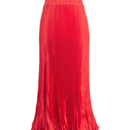 2025 new European and American foreign trade women's satin metallic luster pleated skirt long organ skirt long skirt skirt