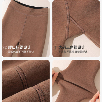 Thickened Camel Wool Leggings for Women, Fleece-Lined Cotton Pants, High-Waisted Slim Fit, Plus-Size Warm Pants for Outdoor Wear