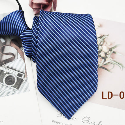 Factory In-Stock Zipper Tie Men's Formal Business 8cm Lazy Tie Red Black Striped Workplace Striped Tie