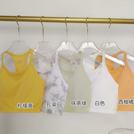 Sports Vest with Chest Pad for Women's Summer Outer Wear Yoga Beautiful Back Sweat-Absorbent Breathable Running Shock-Proof High-Intensity Fitness Bra