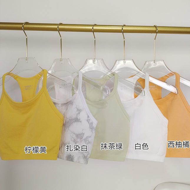 Sports Vest with Chest Pad for Women's Summer Outer Wear Yoga Beautiful Back Sweat-Absorbent Breathable Running Shock-Proof High-Intensity Fitness Bra
