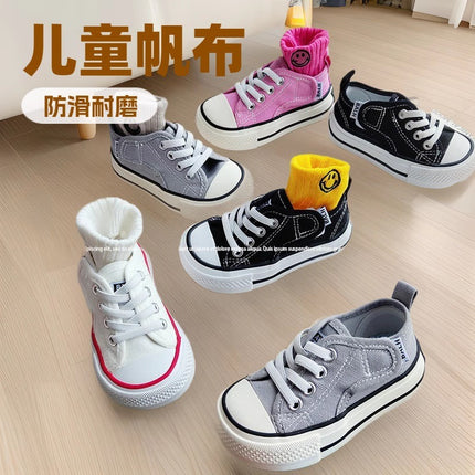 Children's Canvas Shoes 2025 Spring and Summer New Small Large Breathable Board Shoes for Boys and Girls Students Sports Running Casual Shoes