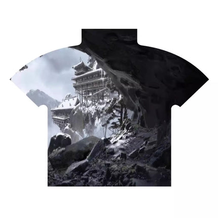 Popular Black Myth Wukong Printed Pleated Top Fantasy Heaven and Land National Trend Miyake 3D Printed Short Sleeve T-Shirt Wholesale