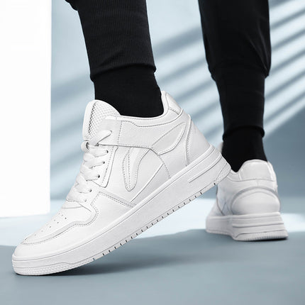 Invisible Inner Height Increasing New Style Board Shoes Men's Fashion Inner Height Increasing 6 Men's Shoes Cowhide Trendy Casual Shoes Student Height Increasing Board