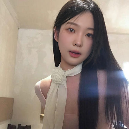 2025 Summer New Solid Color Rose Flower Scarf Women's All-match Elegant Thin Scarf Neck Protection Fashion Scarf