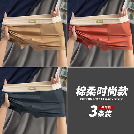 Men's Underwear Simple Boxer Briefs Skin-Friendly Breathable Antibacterial Crotch Comfortable Elastic Mid-Waist Boxer Briefs Ready for Sale