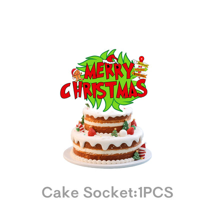 Cross-Border New Product Christmas Grinch Theme Party Decoration Flag Cartoon Party Supplies Tableware Christmas Decoration