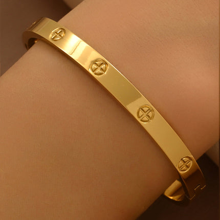 Titanium Steel Bracelet Does Not Fade, Diamond-Encrusted Real Gold Electroplated 18K Gold Stainless Steel Bracelet Douyin Cross-Border Same Style