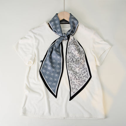 2025 European and American-style Beveled Silk Scarf Cross-border Silk Cashew Dot Long High-end Ribbon Scarf Women's Belt