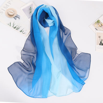 Summer Thin Silk Scarf Soft Breathable Small Qiao Qi Scarf Rainbow Gradient Color Scarf Women's Sunscreen Shawl Etiquette Silk Scarf