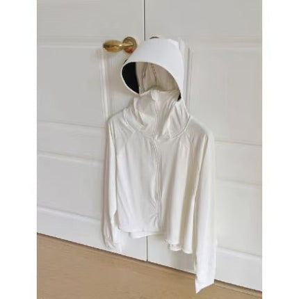 Black Gel Ice Silk Cardigan Summer Women's 2025 New Hooded UV-resistant Sunshade Lightweight Breathable Sunscreen Clothing