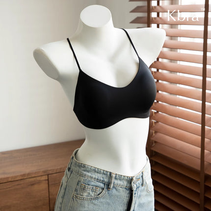 White T-Shirt Non-See-Through Foundation Liquid Fixed Cup Bra for Women, Seamless Invisible Thin Straps, Beautiful Back, Small Chest Push-Up Bra