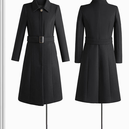 Professional woolen coat women's winter slim-fit mid-length woolen coat with cotton sales department front desk work clothes