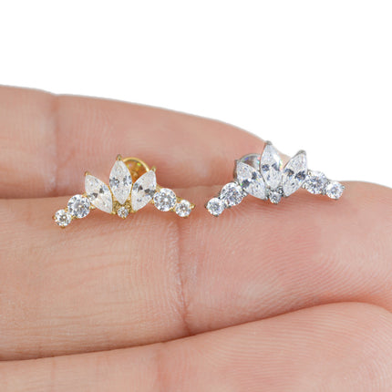 F136 Titanium Ear Nail Insert Rod Internal Thread Lip Nail Horse Eye Set Zircon 0.9 Teeth Body Puncture Jewelry Ear Bone Nail