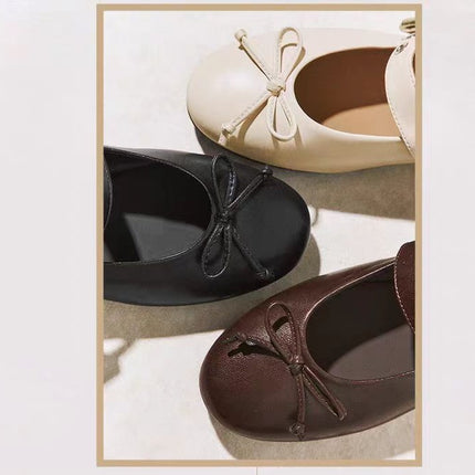 Sheepskin Version-French Bow Flats Ballet Mary Jane Shoes for Women, Super Soft and Comfortable Flats Flats Shoes for Women