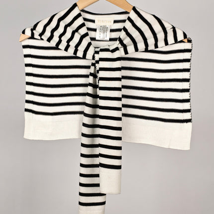Korean Style New Striped Knitted Shawl for Women, Suitable for Spring and Autumn, Air-Conditioned Rooms, Office, Versatile and Fashionable Shoulder Scarf