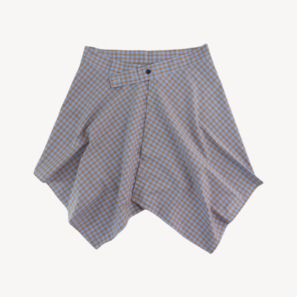 Dopamine Plaid Fart Curtain Women's Covering Skirt Lace-up Hide Meat with Base Fake Two-piece Shirt Layered Waist Decoration