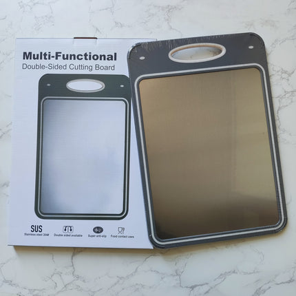 New in stock Amazon Explosions 3D Pattern Stainless Steel Cutting Board Titanium Cutting Board 304 Double-sided Cutting Board