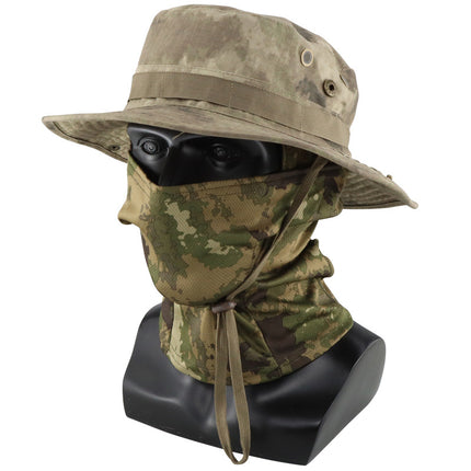 Camouflage Tactical Penny Hat suit Multifunctional Outdoor Fishing Hat Fisherman Hat Sunscreen Protective Breathable Round Edge Hat for Men