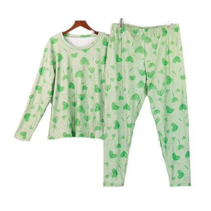 Cross-border plus size Women's Fleece Pajamas Autumn and Winter Casual Simple Pullover Crewneck Long Sleeve Pants Home Clothes
